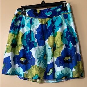 LOFT Blue A-Line Pleated Mini Skirt